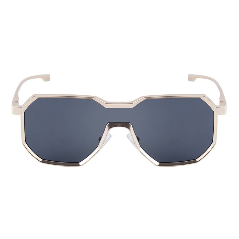 Punk style one piece large frame polygonal trendy sunglasses