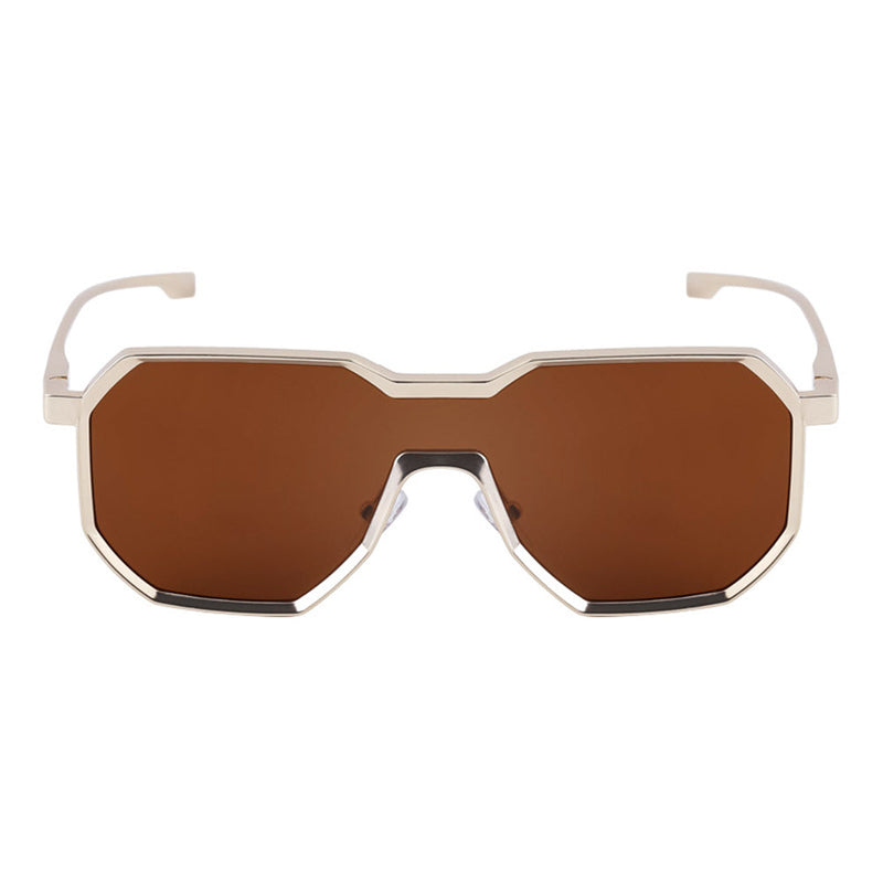 Punk style one piece large frame polygonal trendy sunglasses