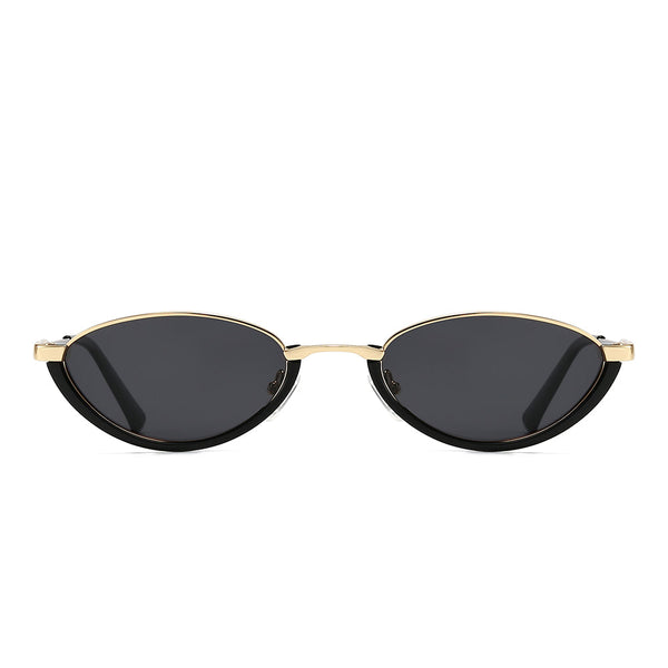 Dollger Semi-Rimless Oval Black Frame Sunglasses